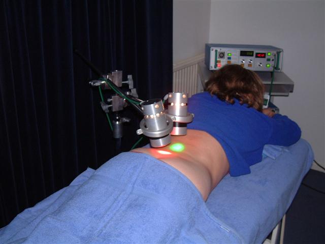 The treatment with red and green lamps