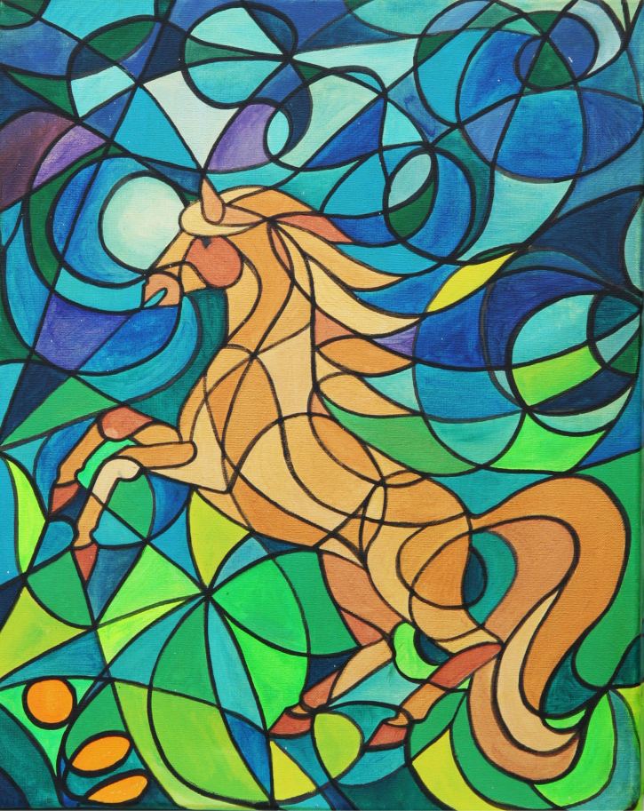 The Golden Horese Symbol Hybrid Illustration for The Golden Horse Story (which is about creativity!) by Silvia Hartmann