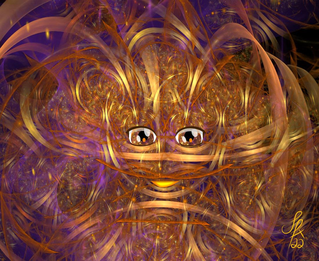 The Spirit of Prosperity Fractal Being in gold by Silvia Hartmann