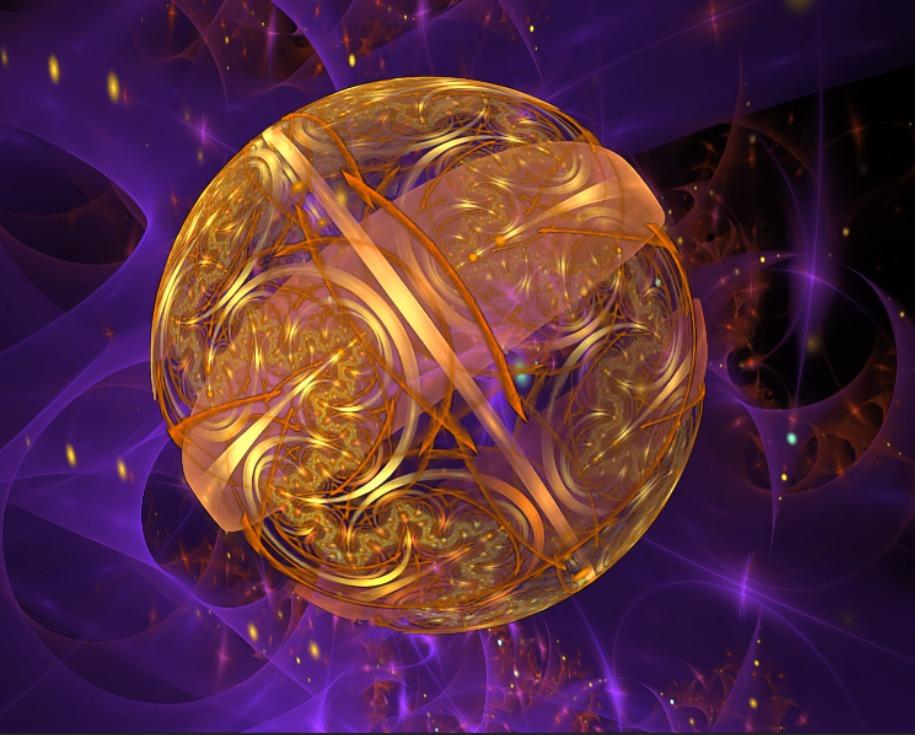 Orb of Prosperity in gold on a purple background